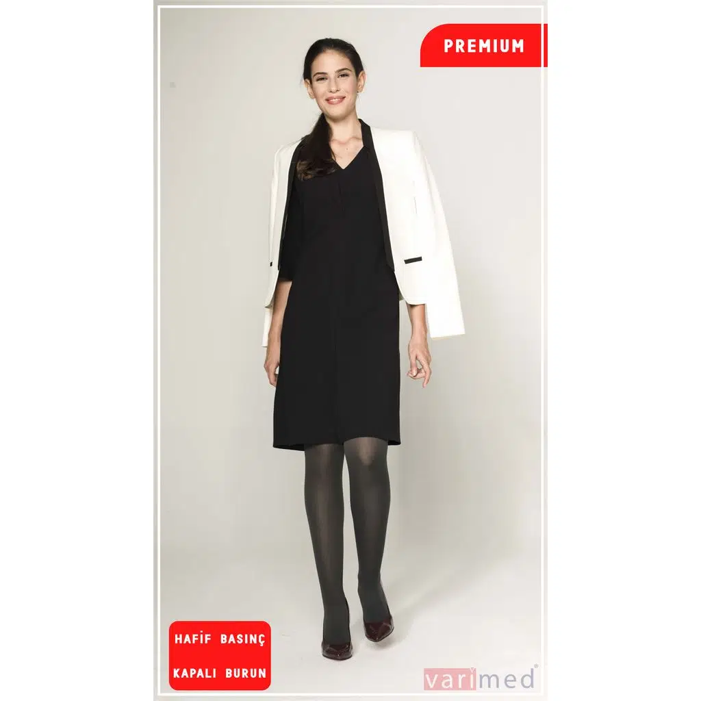 V31312 Varimed Premium CCL1 Hafif Basınç Diz Üstü Kapalı Burun Normal Boy Varis Çorabı