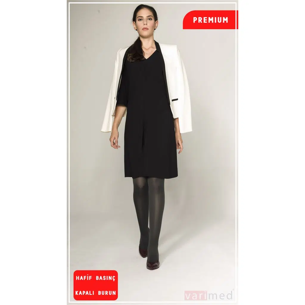 V31412 Varimed Premium CCL1 Hafif Basınç Külotlu Kapalı Burun Normal Boy Varis Çorabı